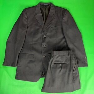 Vittorio St. Angelo 100% Wool Suit Mens 42R 35/32 Brown 3 Button Pleated Cuffed